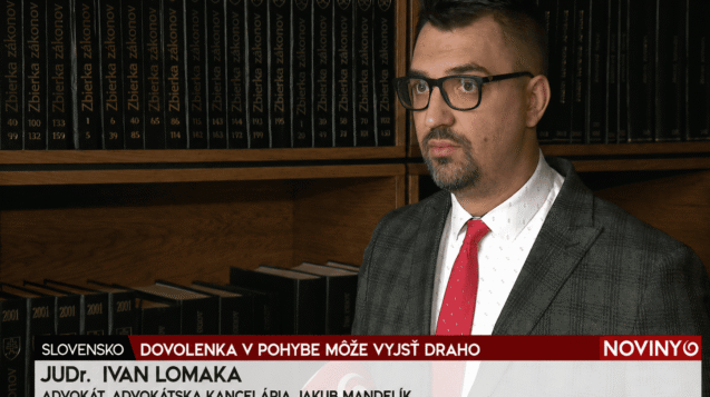 JUDr. Ivan Lomaka počas vystúpenia v reportáži TV JOJ o cestovnom poistení.